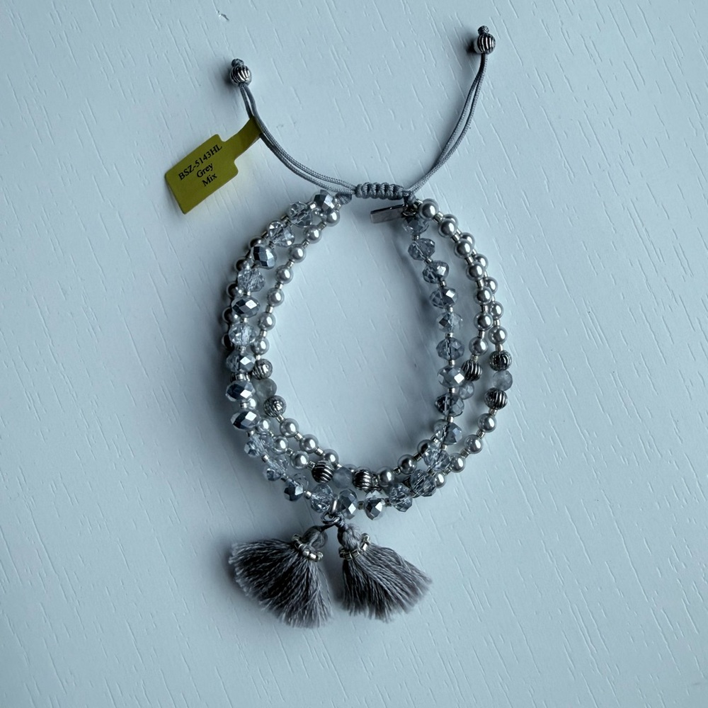 Chan Luu 3 strand Sterling Silver Pearl Labradorite Beaded Bracelet
